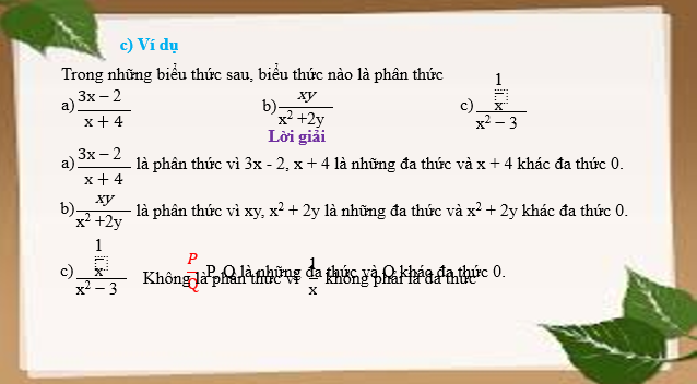 Giáo án điện tử Phân thức đại số | Bài giảng PPT Toán 8 Cánh diều (ảnh 1)