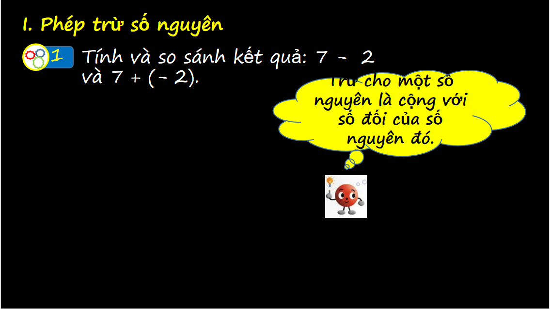 Giáo án điện tử Phép trừ số nguyên. Quy tắc dấu ngoặc| Bài giảng PPT Toán 6 (ảnh 1)