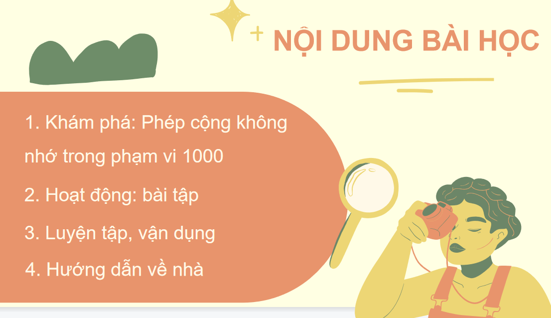 Giáo án điện tử Phép cộng (không nhớ) trong phạm vi 1000| Bài giảng PPT Toán lớp 2 Kết nối tri thức (ảnh 1)