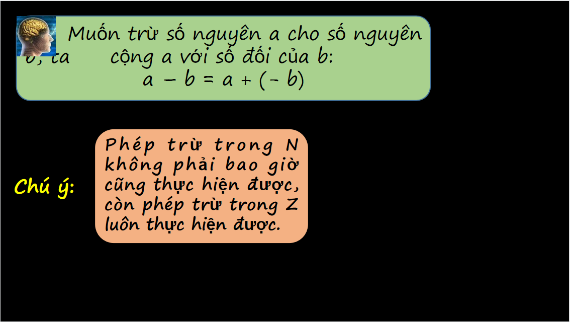 Giáo án điện tử Phép trừ số nguyên. Quy tắc dấu ngoặc| Bài giảng PPT Toán 6 (ảnh 1)