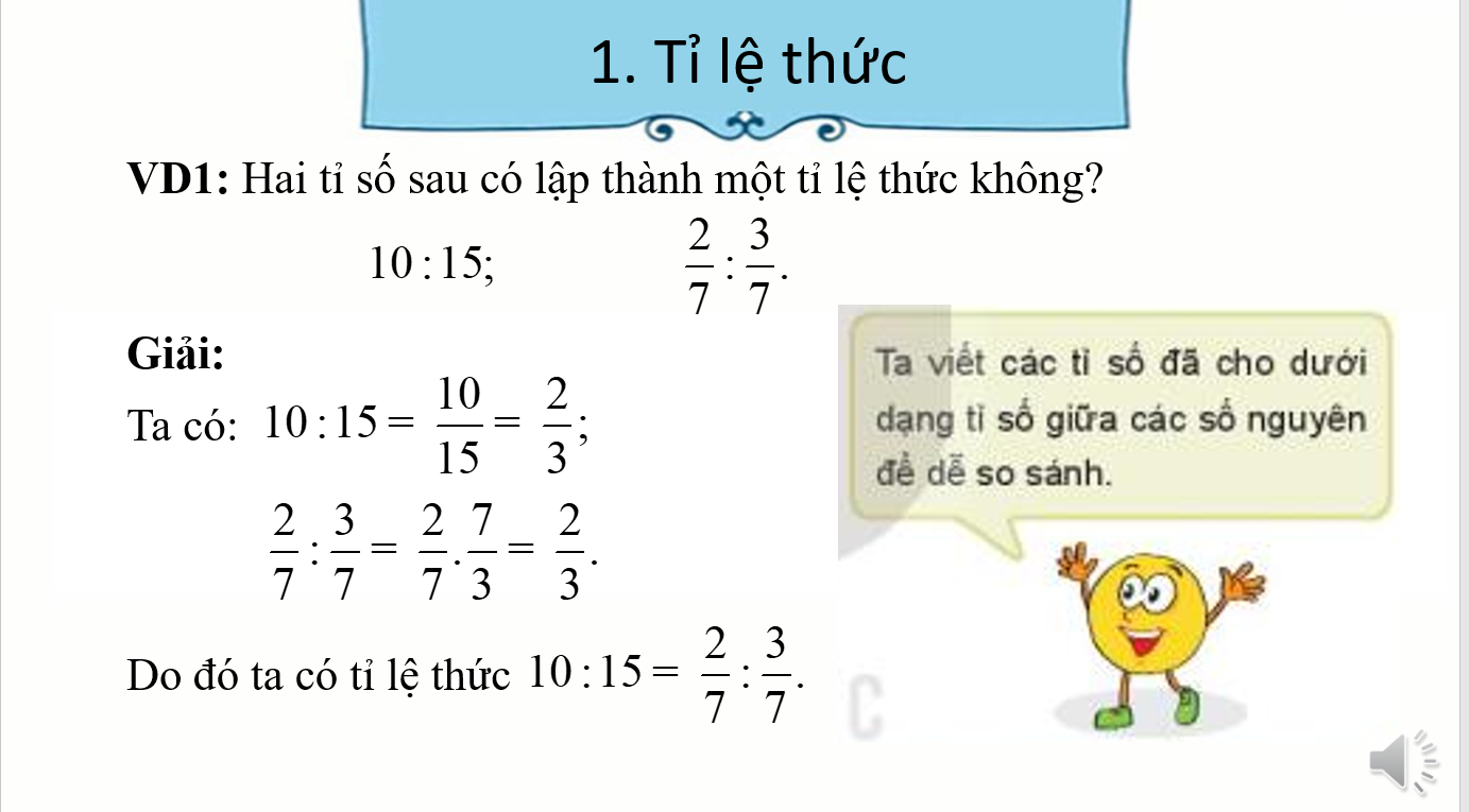 Giáo án điện tử Tỷ lệ thức | Bài giảng PPT Toán 7 Kết nối tri thức (ảnh 1)