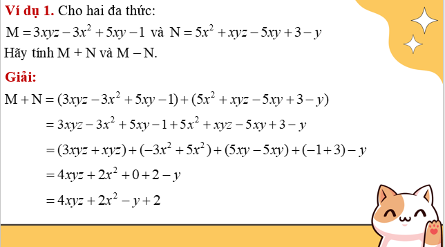 Giáo án điện tử Phép cộng và phép trừ đa thức | Bài giảng PPT Toán 8 Kết nối tri thức (ảnh 1)