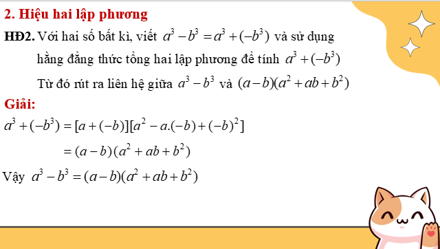 Giáo án điện tử Tổng và hiệu hai lập phương | Bài giảng PPT Toán 8 Kết nối tri thức (ảnh 1)