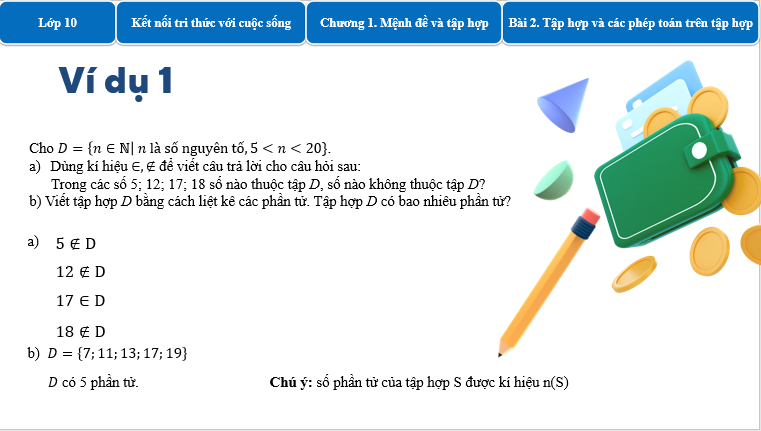 Giáo án điện tử Tập hợp và các phép toán trên tập hợp | Bài giảng PPT Toán 10 Kết nối tri thức (ảnh 1)