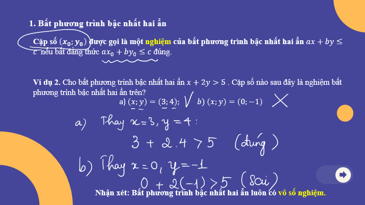 Giáo án điện tử Bất phương trình bậc nhất hai ẩn | Bài giảng PPT Toán 10 Kết nối tri thức (ảnh 1)