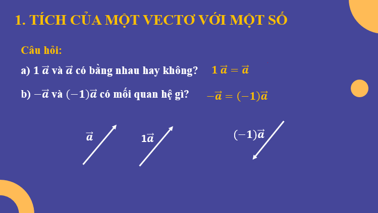 Giáo án điện tử Tích của một vecto với một số | Bài giảng PPT Toán 10 Kết nối tri thức (ảnh 1)