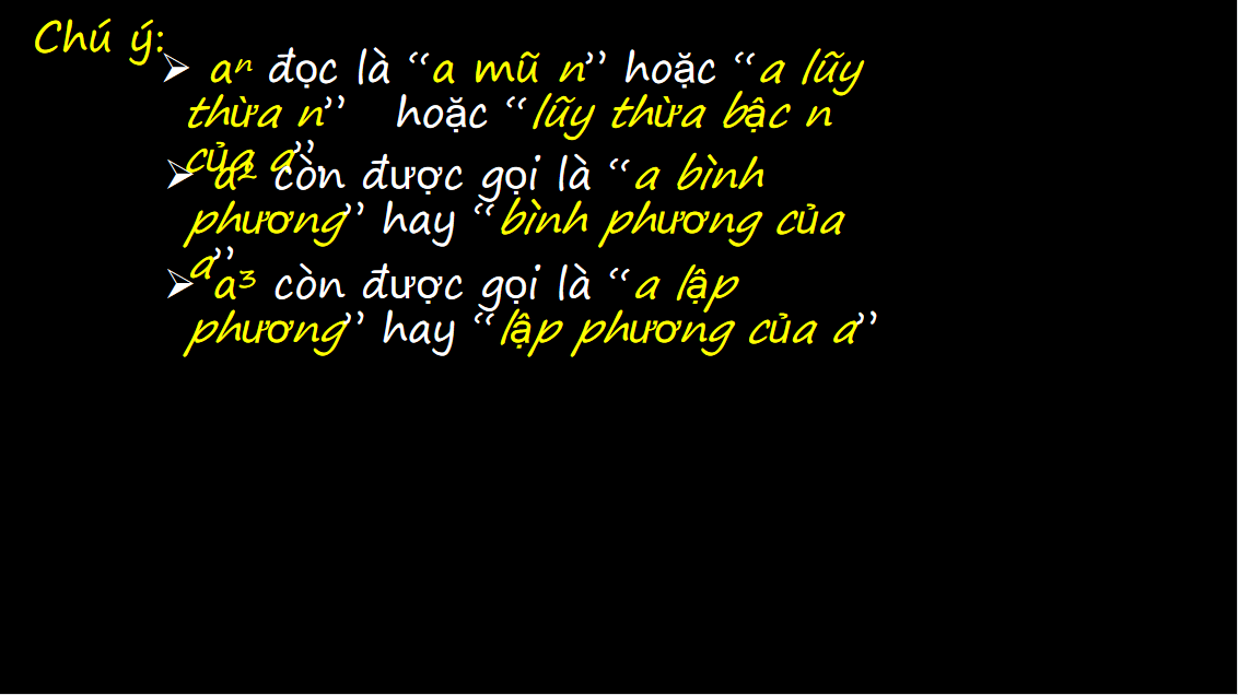 Giáo án điện tử Phép tính lũy thừa với số mũ tự nhiên | Bài giảng PPT Toán 6 (ảnh 1)