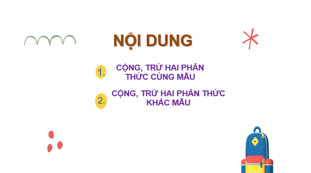 Giáo án điện tử Cộng, trừ phân thức | Bài giảng PPT Toán 8 Chân trời sáng tạo (ảnh 1)