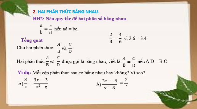 Giáo án điện tử Phân thức đại số | Bài giảng PPT Toán 8 Cánh diều (ảnh 1)