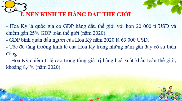 Giáo án điện tử Địa lí 11 Bài 18 (Chân trời sáng tạo): Kinh tế Hoa Kỳ| Bài giảng PPT Địa lí 11 (ảnh 1)