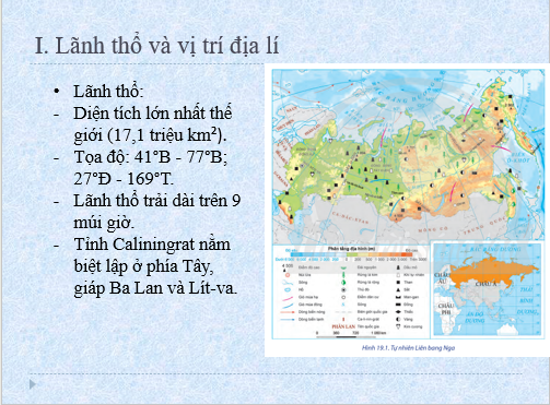 Giáo án điện tử Địa lí 11 Bài 19 (Chân trời sáng tạo): Vị trí địa lí, điều kiện tự nhiên, dân cư và xã hội Liên Bang Nga| Bài giảng PPT Địa lí 11 (ảnh 1)