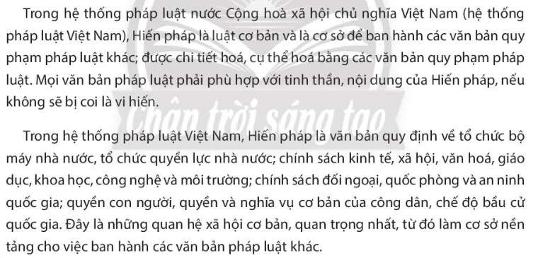 Pháp luật 10 Bài 20: Khái niệm, đặc điểm và vị trí của Hiến pháp nước Cộng hòa xã hội chủ nghĩa Việt Nam | Chân trời sáng tạo (ảnh 4)