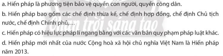 Pháp luật 10 Bài 20: Khái niệm, đặc điểm và vị trí của Hiến pháp nước Cộng hòa xã hội chủ nghĩa Việt Nam | Chân trời sáng tạo (ảnh 5)