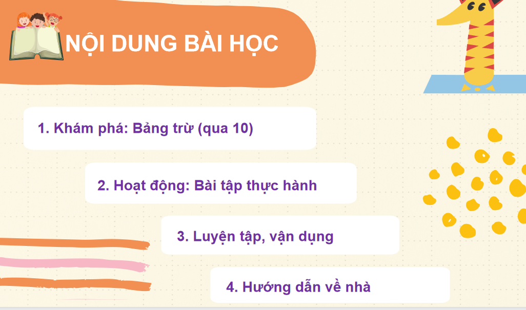 Giáo án điện tử Bảng trừ (qua 10) | Bài giảng PPT Toán lớp 2 Kết nối tri thức (ảnh 1)