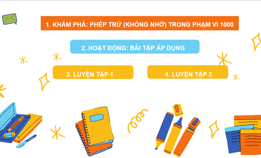 Giáo án điện tử Phép trừ (không nhớ) trong phạm vi 1000| Bài giảng PPT Toán lớp 2 Kết nối tri thức (ảnh 1)