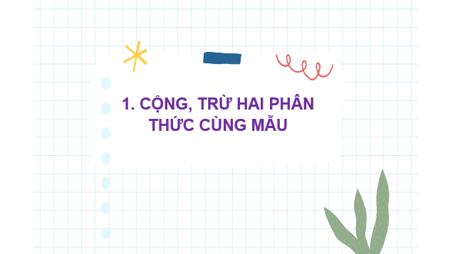 Giáo án điện tử Cộng, trừ phân thức | Bài giảng PPT Toán 8 Chân trời sáng tạo (ảnh 1)