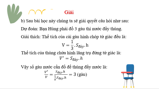 Giáo án điện tử Diện tích xung quanh và thể tích của hình chóp tam giác đều, hình chóp tứ giác đều | Bài giảng PPT Toán 8 Chân trời sáng tạo (ảnh 1)