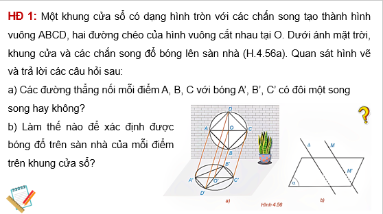 Giáo án điện tử Phép chiếu song song | Bài giảng PPT Toán 11 Kết nối tri thức (ảnh 1)