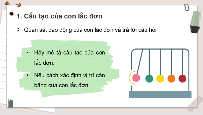 Giáo án điện tử Một số dao động điều hoà thường gặp | Bài giảng PPT Vật lí 11 Cánh diều (ảnh 1)