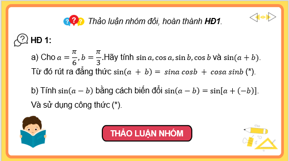 Giáo án điện tử Các phép biến đổi lượng giác | Bài giảng PPT Toán 11 Cánh diều (ảnh 1)