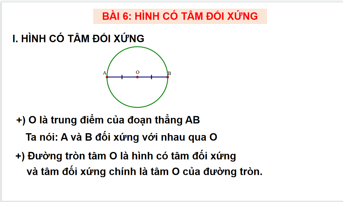 Giáo án điện tử Hình có tâm đối xứng| Bài giảng PPT Toán 6 (ảnh 1)