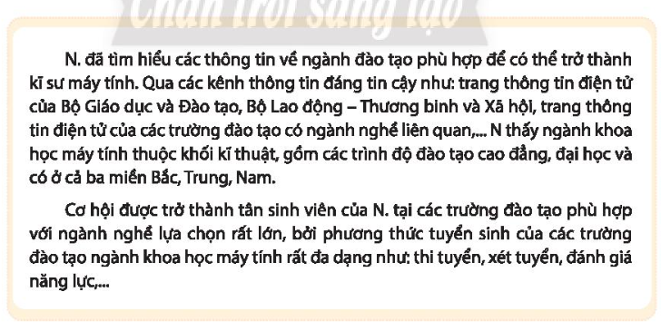 HĐTN 10 Chủ đề 8: Định hướng học tập và rèn luyện theo nhóm nghề lựa chọn - Chân trời sáng tạo (ảnh 1)