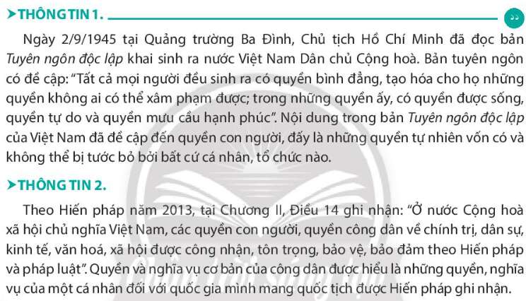 Pháp luật 10 Bài 22: Nội dung cơ bản của Hiến pháp nước Cộng hòa xã hội chủ nghĩa Việt nam năm 2013 về quyền con người, quyền và nghĩa vụ cơ bản của công dân | Chân trời sáng tạo (ảnh 2)