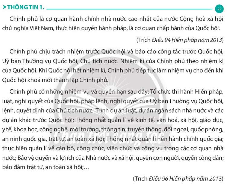 Pháp luật 10 Bài 24: Nội dung cơ bản của Hiến pháp nước Cộng hòa xã hội chủ nghĩa Việt Nam năm 2013 về bộ máy nhà nước | Chân trời sáng tạo (ảnh 4)