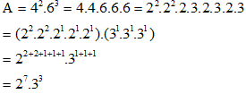 Hãy phân tích các số A, B ra thừa số nguyên tố: A = 4^2.6^3