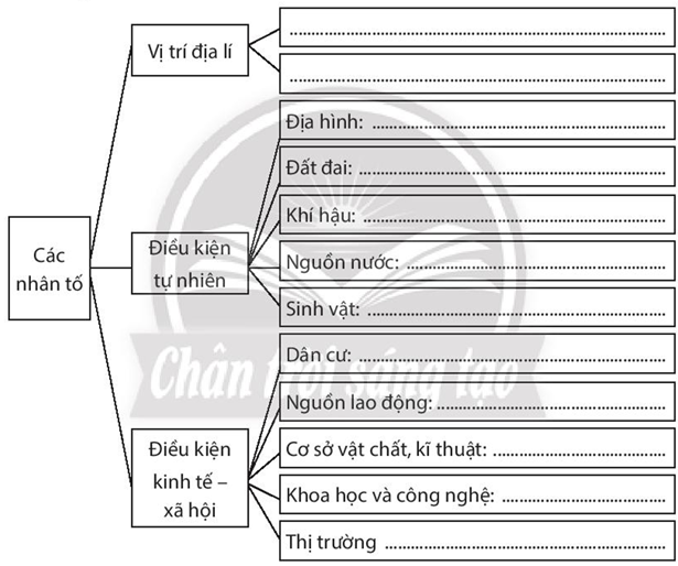 Sách bài tập Địa lí 10 Bài 25: Vai trò, đặc điểm, các nhân tố ảnh hưởng tới sự phát triển và phân bố nông nghiệp, lâm nghiệp, thủy sản - Chân trời sáng tạo (ảnh 1)