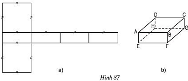 Gấp hình 87a theo các nét đã chỉ ra thì có được một hình hộp chữ nhật hay không (ảnh 1)