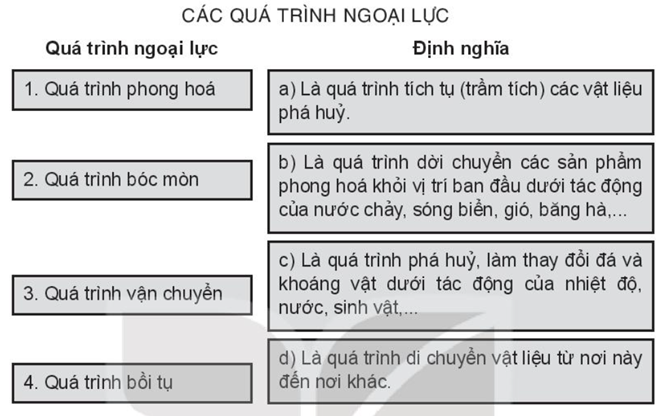 Sách bài tập Địa lí 10 Bài 7: Nội lực và ngoại lực - Kết nối tri thức (ảnh 1)