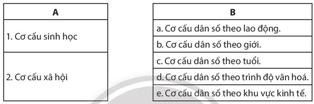 Sách bài tập Địa lí 10 Bài 20: Cơ cấu dân số - Chân trời sáng tạo (ảnh 1)