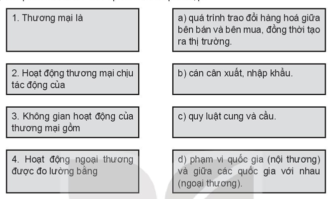 Sách bài tập Địa lí 10 Bài 37: Địa lí ngành thương mại và ngành tài chính ngân hàng - Kết nối tri thức (ảnh 1)