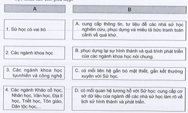 Sách bài tập Lịch sử 10 Bài 3: Sử học với các lĩnh vực khoa học khác - Cánh diều (ảnh 1)