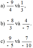 So sánh: a) (-9)/4 và 1/3