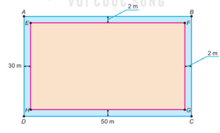 Một mảnh đất hình chữ nhật có kích thước 50 m x 30 m. Trên mảnh đất đó