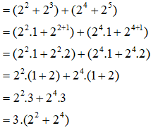 Tại sao tổng 2^2 + 2^3 + 2^4 + 2^5 chia hết cho 3