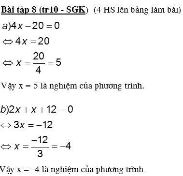 Giáo án Toán 8 Bài 2: Phương trình bậc nhất một ẩn và cách giải mới nhất