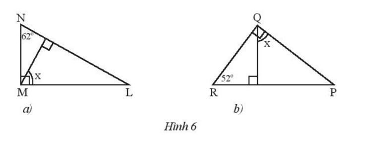 Tính số đo x của góc trong Hình 6.