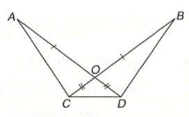 Cho năm điểm A, B, C, D, E như hình vẽ. Biết rằng OA = OB, OC = OD