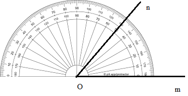 Cho tia Om. Vẽ tia On sao cho góc mOn = 50 độ