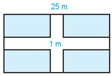 Một mảnh vườn hình chữ nhật có chiều dài 25 m. Chiều rộng bằng