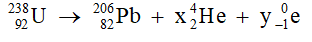238U sau một loạt biến đổi phóng xạ α và β, tạo thành đồng vị 206Pb 