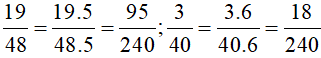 Thực hiện phép tính sau: a) 19/48 - 3/40; b) 1/6 + 7/27 + 5/18