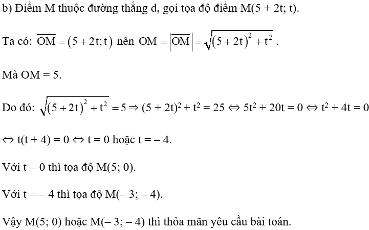 Cho đường thẳng d có phương trình tổng quát là: x – 2y – 5 = 0