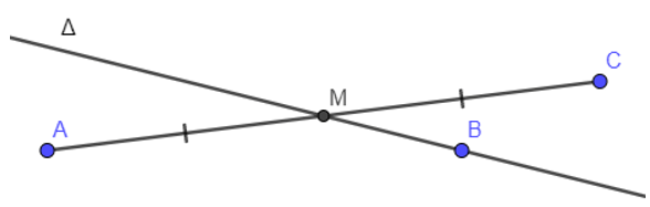 Cho ba điểm A(- 2; 2), B(4; 2), C(6; 4). Viết phương trình đường thẳng ∆ đi qua B