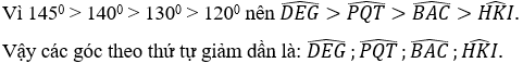 Cho các góc BAC =130 độ ; DEG = 145 độ 