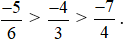 Hãy sắp xếp các số sau theo thứ tự giảm dần: 0,6; (-5)/6