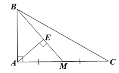 Cho tam giác ABC vuông tại A, M là trung điểm của AC. Vẽ E là hình chiếu của A trên đường thẳng BM